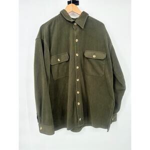 Juneau Shirt Jacket Men XL Green Fleece Button Down Polar Bear Logo Pockets Warm